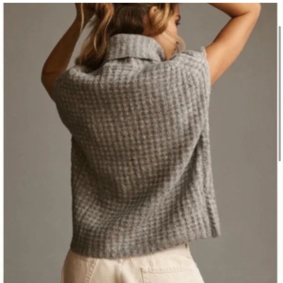 Anthropologie John + Jenn Chunky Knit Turtle Neck Sweater Vest - Picture 2 of 7